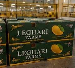 Branded Leghari Farms mango boxes